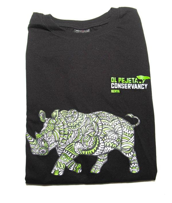 Green Rhino Image T-shirt (Black)